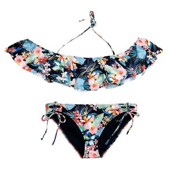 Raisins Coconut Grove Black Tropical Bikini Size Medium - Picture 1 of 5